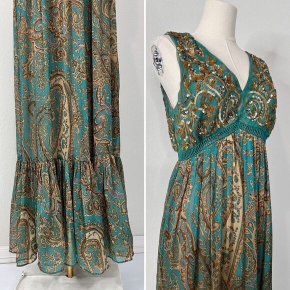 NWT Anthropologie Ranna Gill Beaded Maxi Dress 4 Whimsygoth Wedding Fairy Boho - Picture 6 of 14